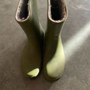 Green rain boots